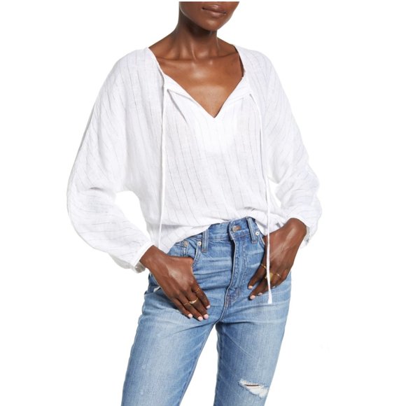 Rails Tops - Rails Finn Rose Gold metallic stripe blouse top